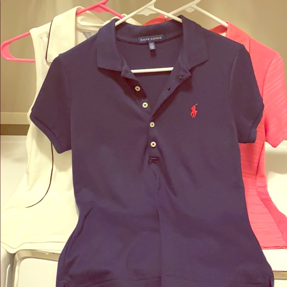 Three polo/golf shirts. Callaway. Polo. Adidas.